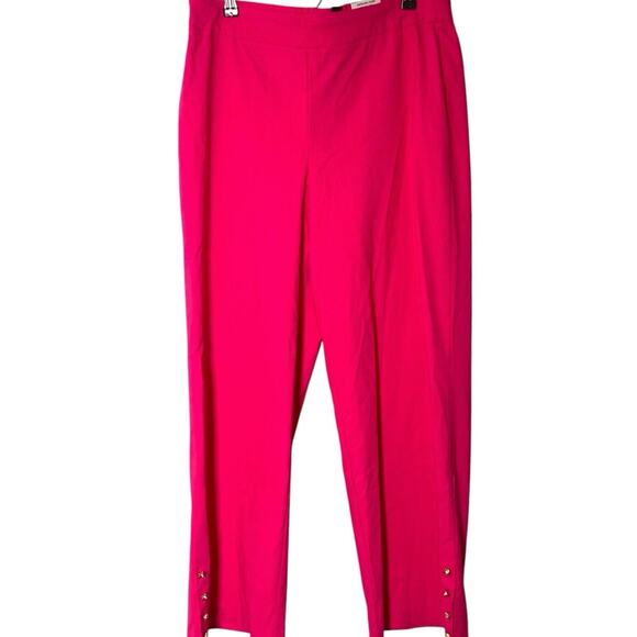 JM Collection Pants NWT Women's Size Large Swirling Oasis Fuchsia Stretchy Waist - Picture 1 of 7